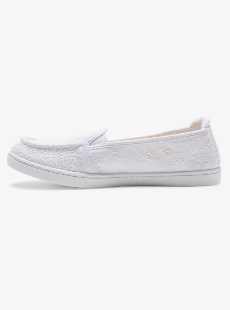 White / White Women's Roxy Minnow Slip On Shoes | USA DRLC-82041