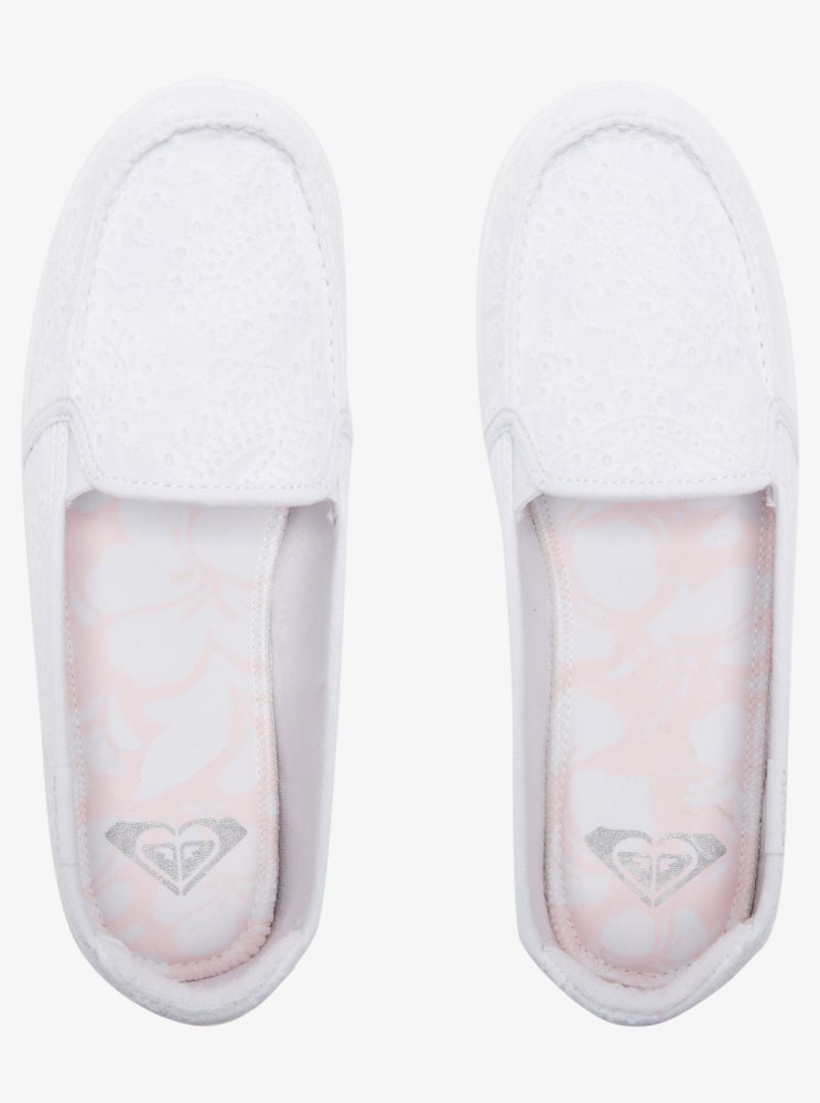 White / White Women's Roxy Minnow Slip On Shoes | USA DRLC-82041