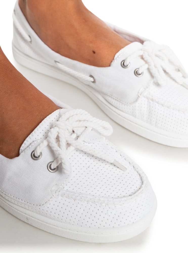 White Women's Roxy Ahoy Sneakers | USA CMXK-13867