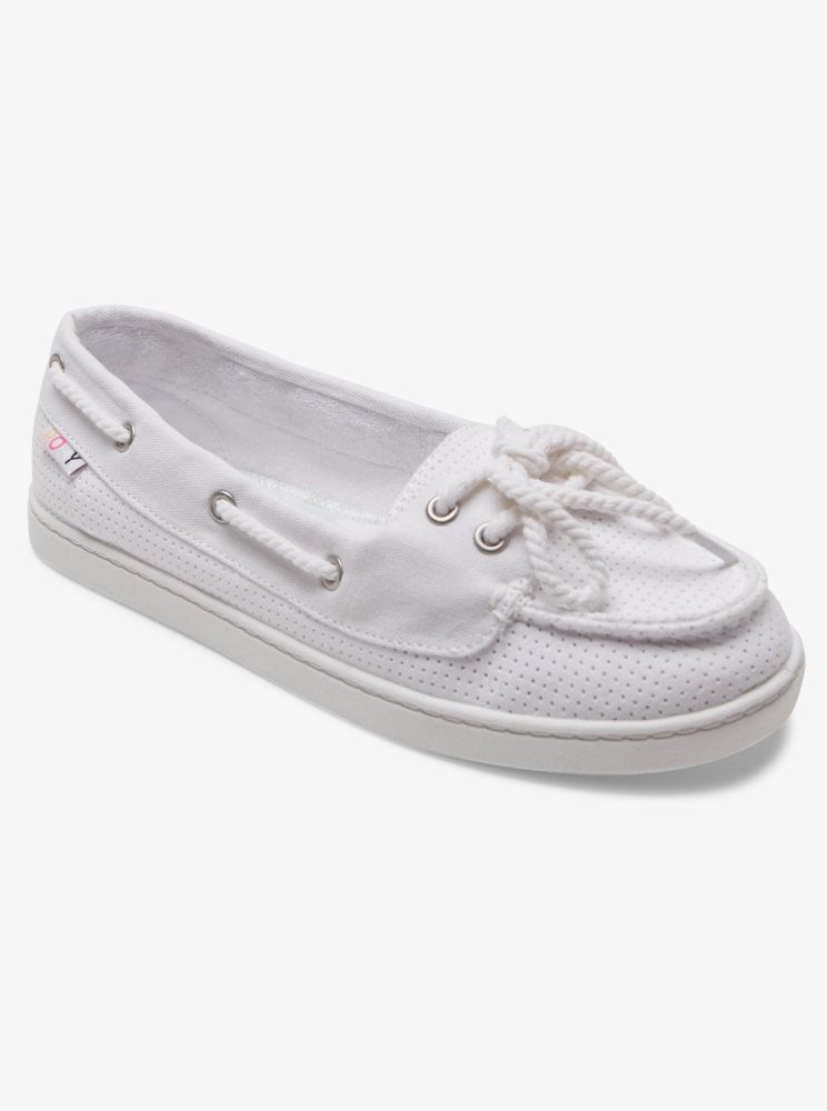 White Women's Roxy Ahoy Sneakers | USA CMXK-13867