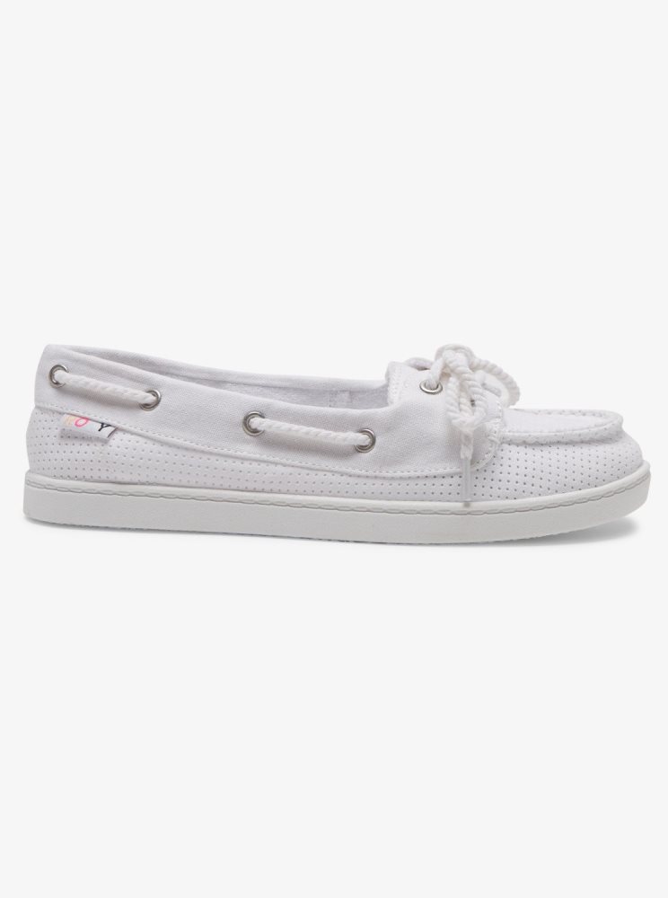 White Women's Roxy Ahoy Sneakers | USA CMXK-13867