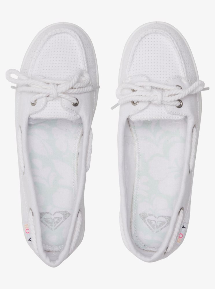 White Women's Roxy Ahoy Sneakers | USA CMXK-13867