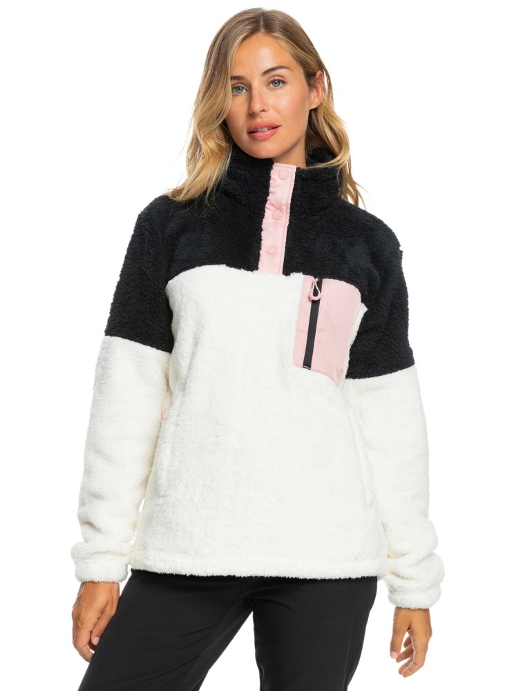 White Women's Roxy Alabama Sherpa Pullover Jackets | USA KJHY-35087