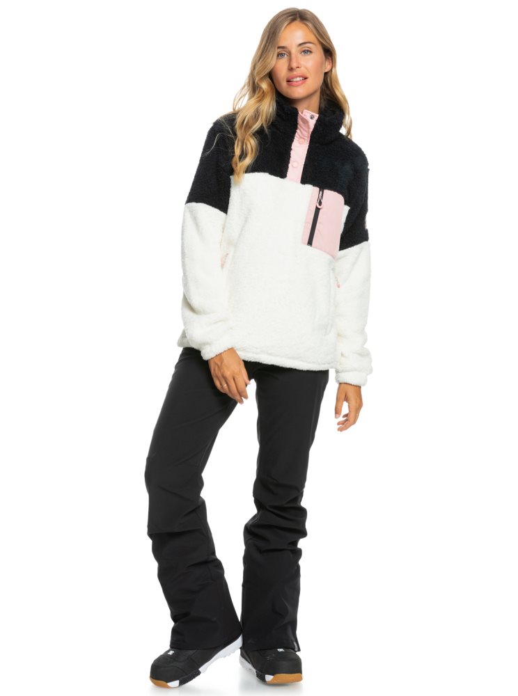 White Women's Roxy Alabama Sherpa Pullover Jackets | USA KJHY-35087