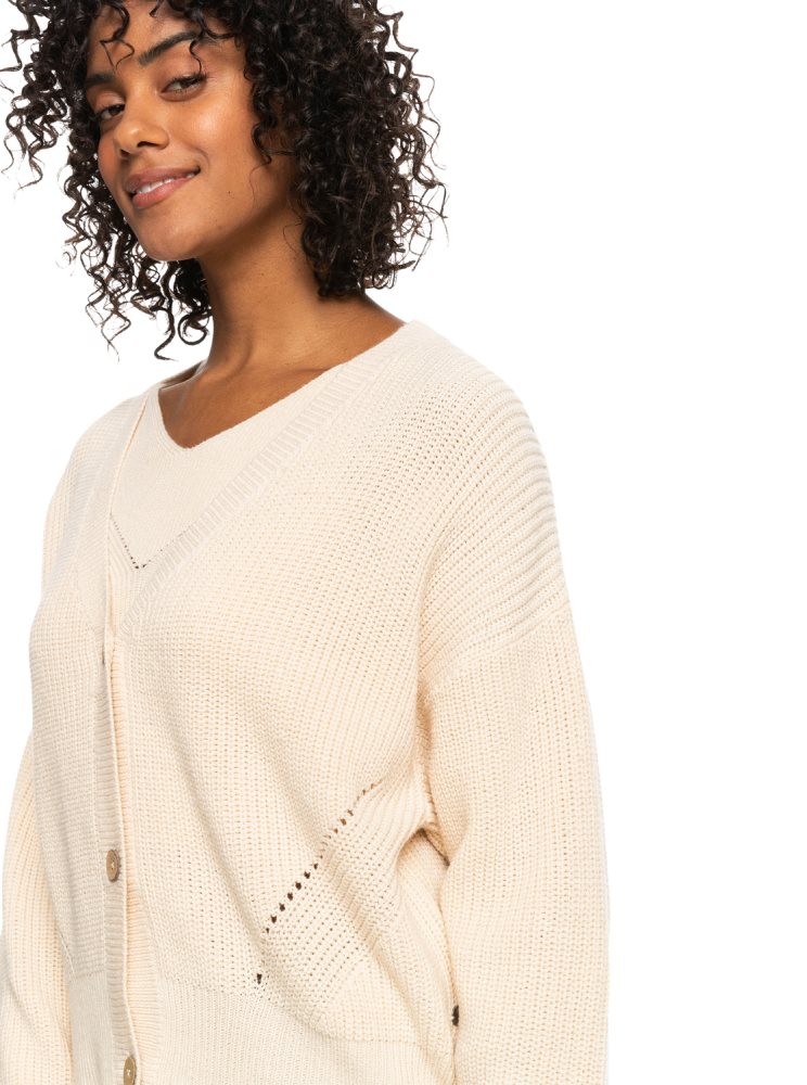 White Women's Roxy Amazing Hours Cardigan Sweaters | USA CFND-81205