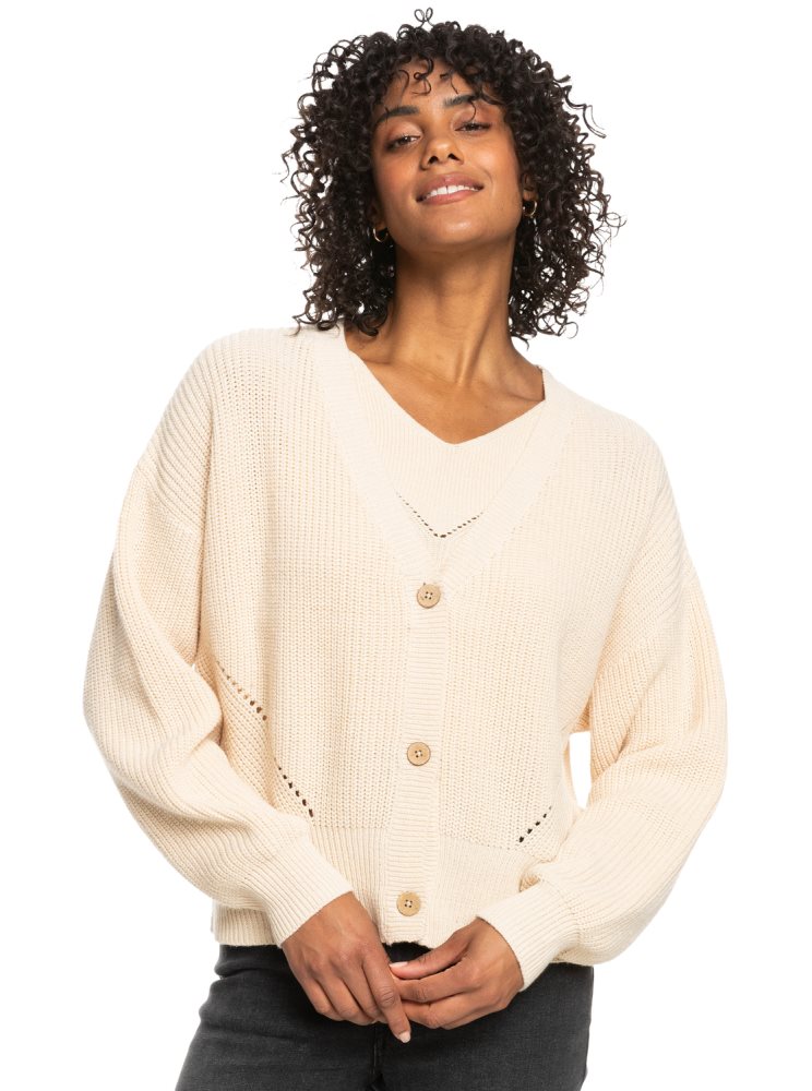 White Women\'s Roxy Amazing Hours Cardigan Sweaters | USA CFND-81205