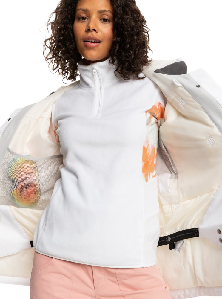 White Women's Roxy Andie Insulated Ski Jackets | USA UGQW-49650