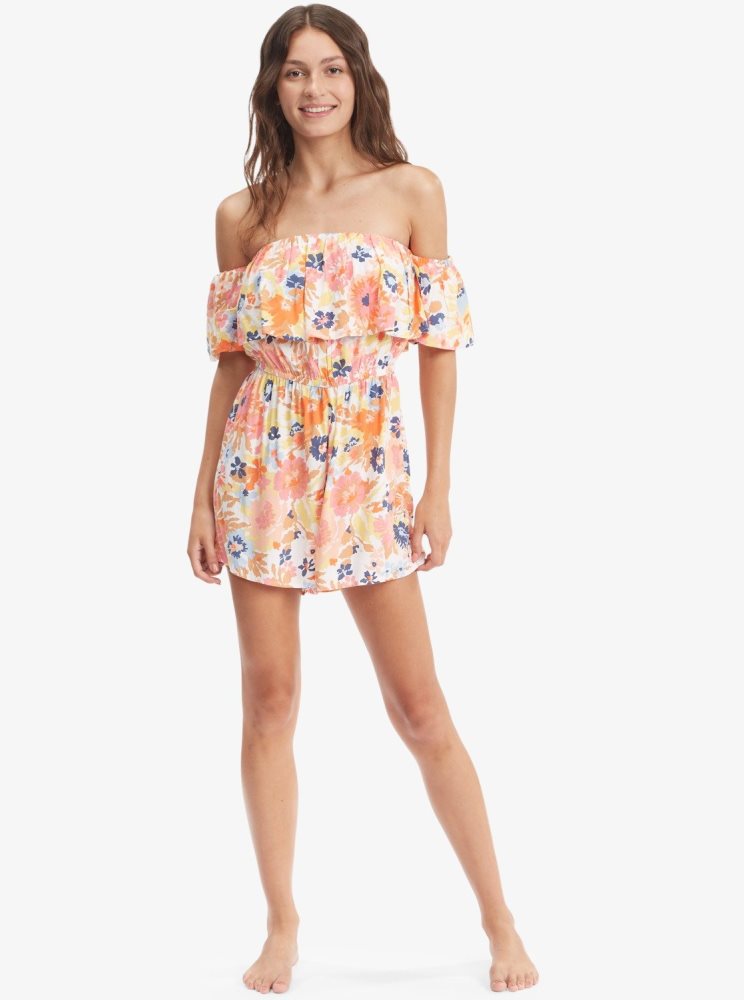 White Women's Roxy Another Day Rompers | USA HBOZ-06215