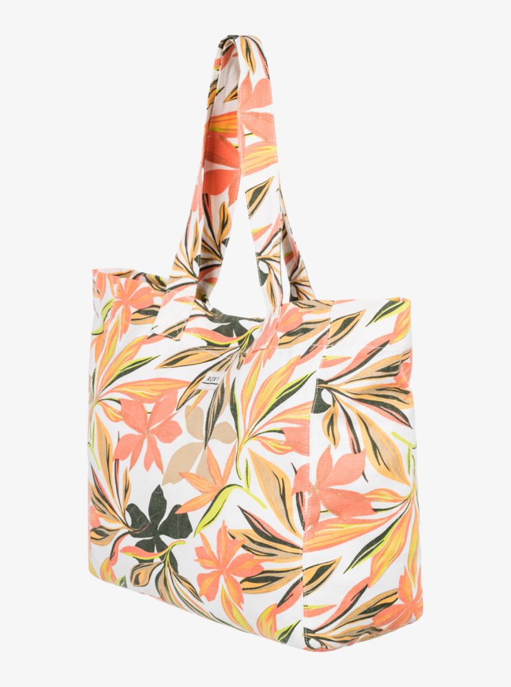 White Women's Roxy Anti Bad Vibes Printed Large Tote Bags | USA JHPZ-50913