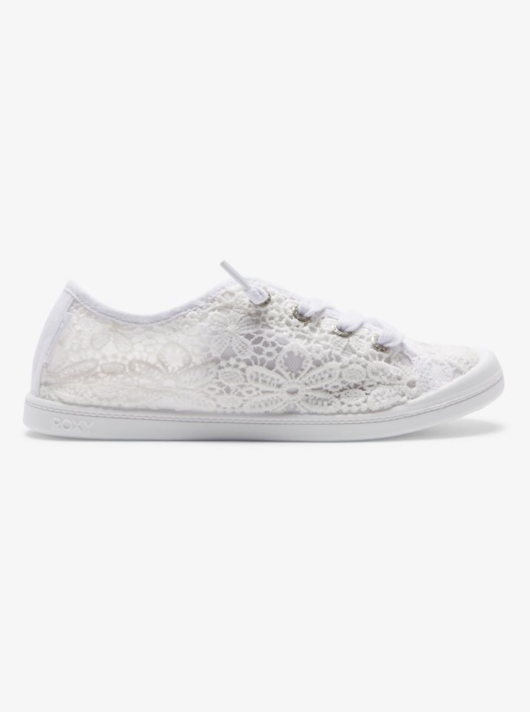 White Women's Roxy Bayshore Sneakers | USA KDCU-74086