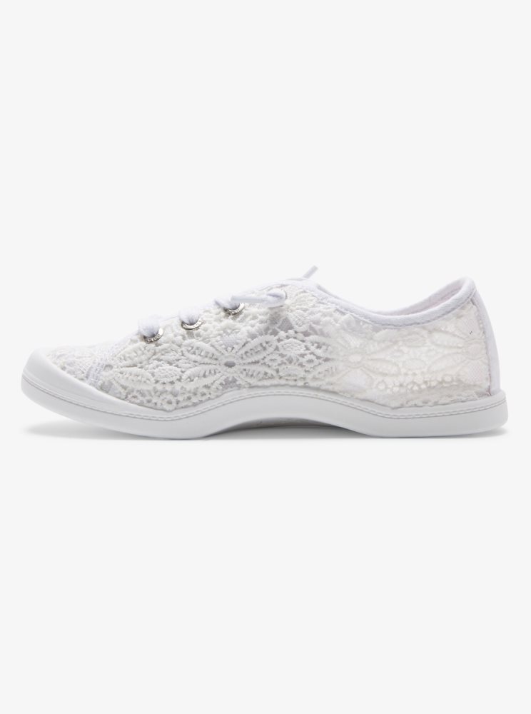 White Women's Roxy Bayshore Sneakers | USA KDCU-74086