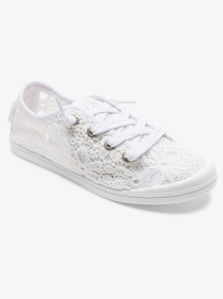 White Women\'s Roxy Bayshore Sneakers | USA KDCU-74086