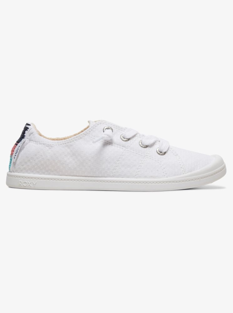 White Women's Roxy Bayshore Sneakers | USA QVMZ-18054