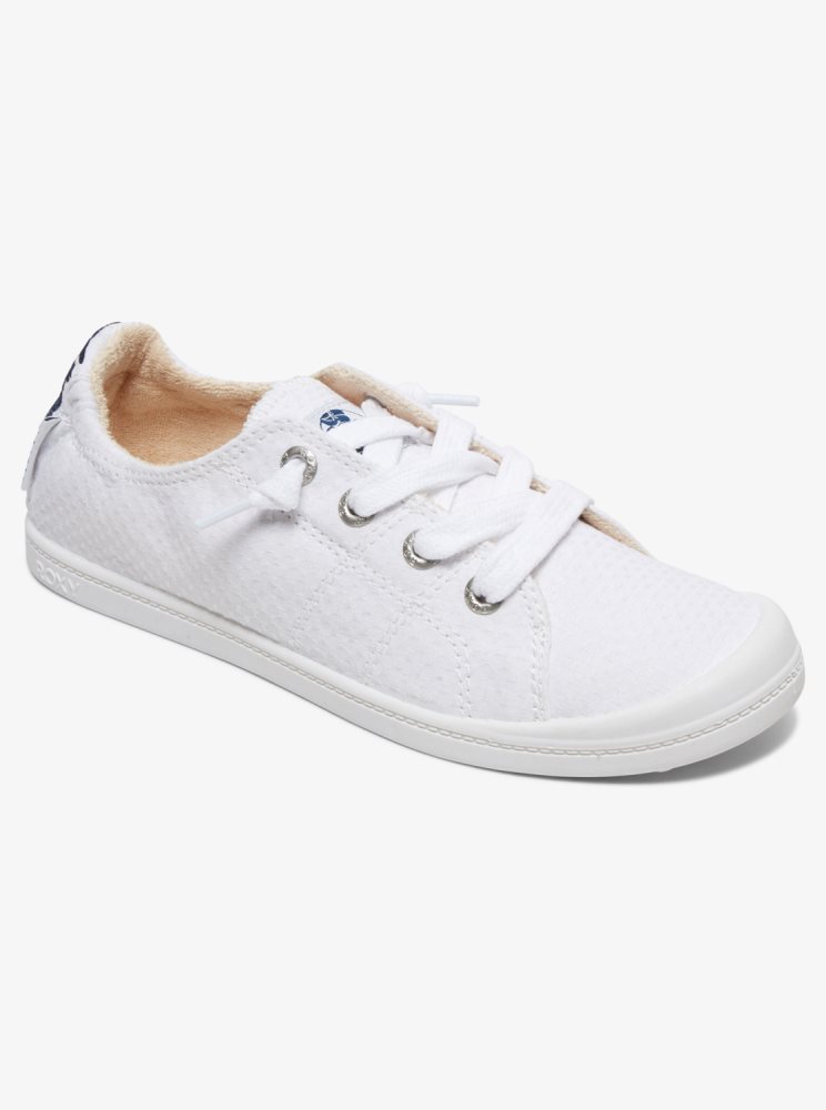 White Women\'s Roxy Bayshore Sneakers | USA QVMZ-18054