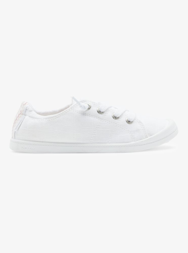 White Women's Roxy Bayshore Sneakers | USA SKAC-36821