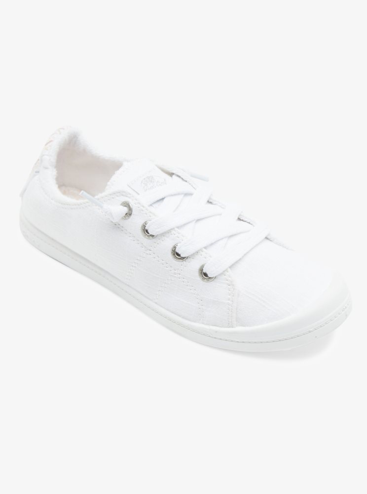 White Women\'s Roxy Bayshore Sneakers | USA SKAC-36821