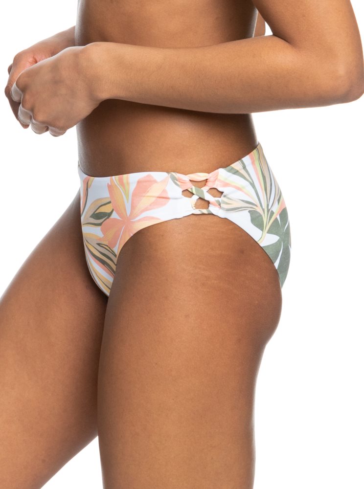 White Women's Roxy Beach Classics Strap Hipster Bikini Bottoms | USA QEIK-58346