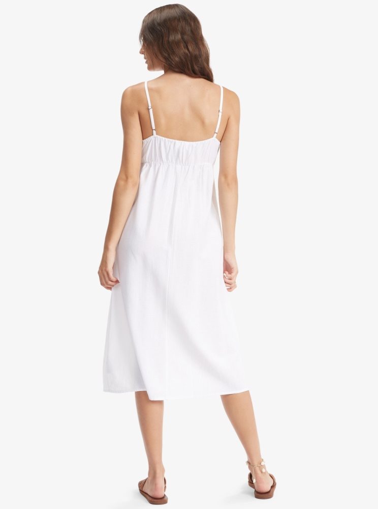 White Women's Roxy Bittersweet Step Midi Dress | USA XBHG-96825