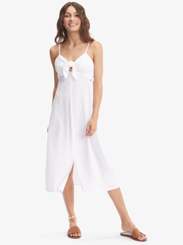 White Women\'s Roxy Bittersweet Step Midi Dress | USA XBHG-96825