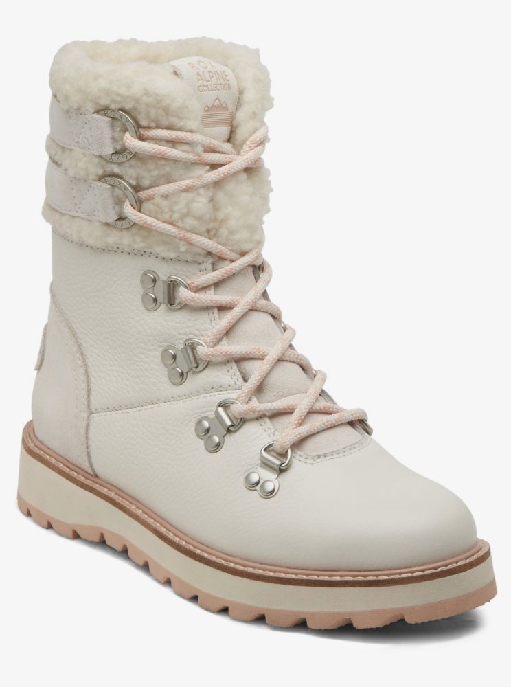 White Women's Roxy Brandi Lace-Up Boots | USA KXRE-38561