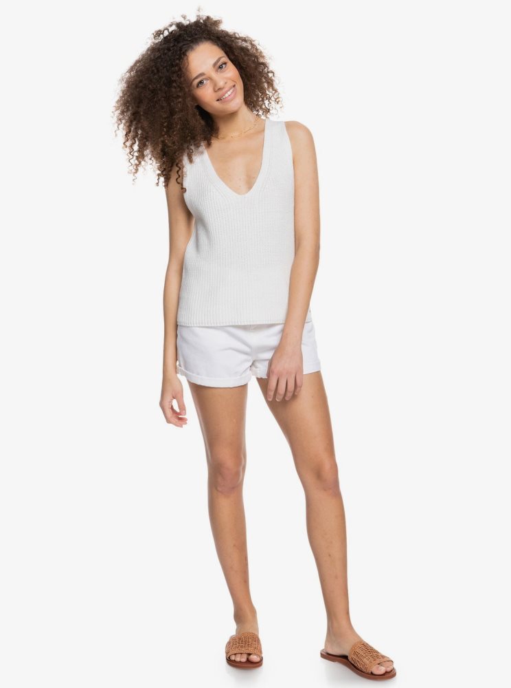 White Women's Roxy Bright Place Sleeveless Sweaters | USA YIDR-78041