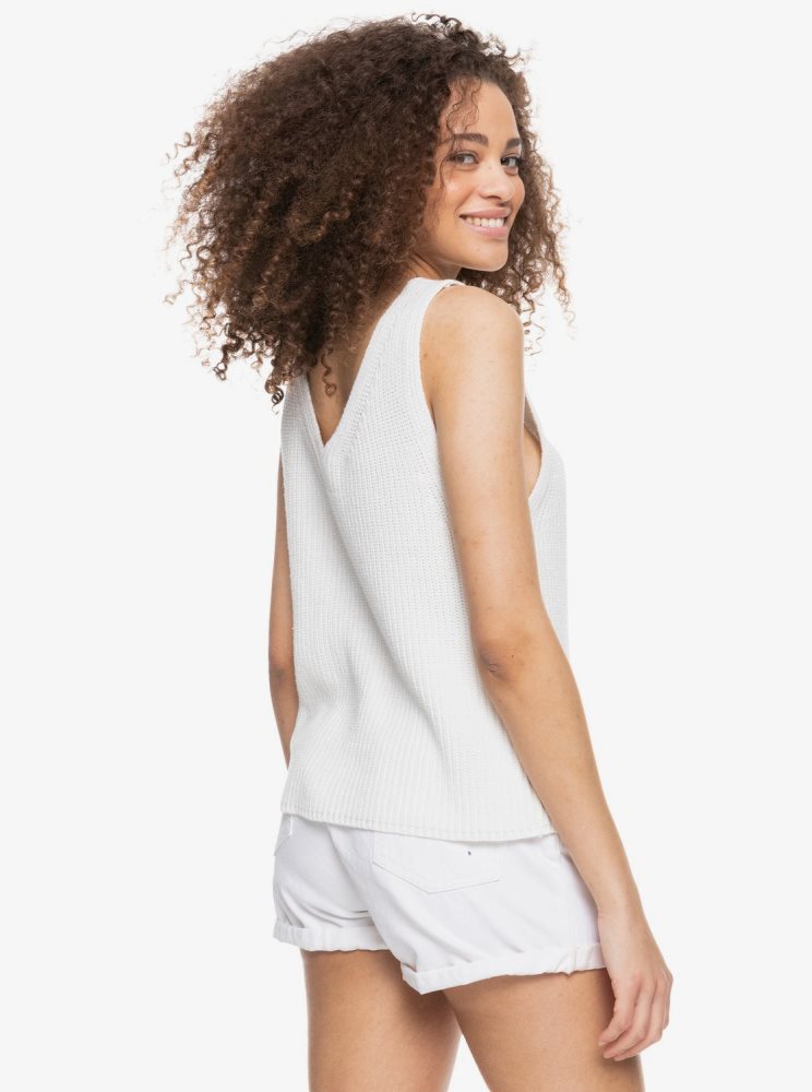 White Women's Roxy Bright Place Sleeveless Sweaters | USA YIDR-78041