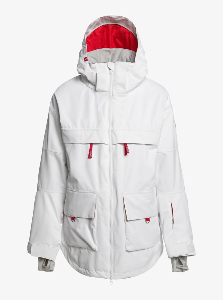 White Women's Roxy Chloe Kim Insulated Ski Jackets | USA XISV-83512