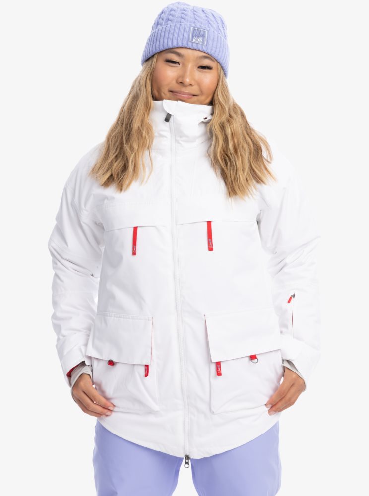 White Women's Roxy Chloe Kim Insulated Ski Jackets | USA XISV-83512