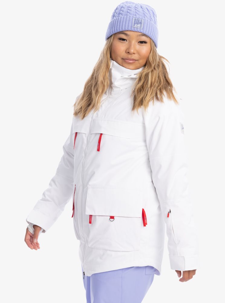 White Women's Roxy Chloe Kim Insulated Ski Jackets | USA XISV-83512