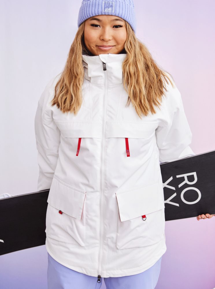 White Women\'s Roxy Chloe Kim Insulated Ski Jackets | USA XISV-83512