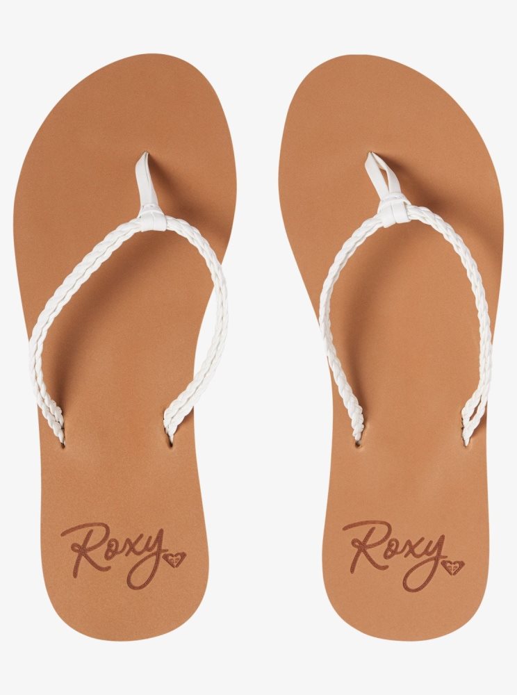 White Women's Roxy Costas Flip Flops | USA LFAH-48925