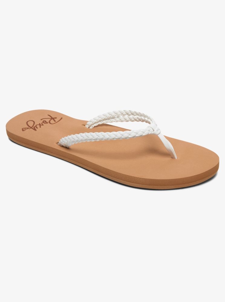 White Women\'s Roxy Costas Flip Flops | USA LFAH-48925