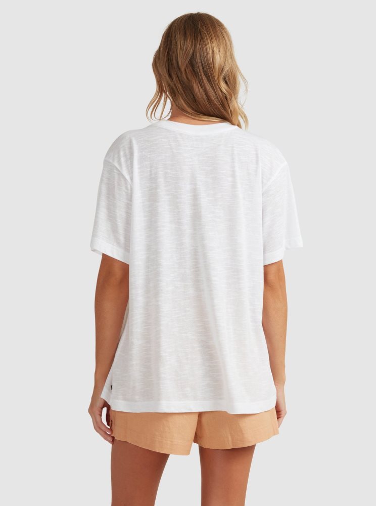 White Women's Roxy Crystal Visions Oversized T Shirts | USA MRQO-97658