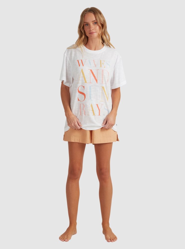 White Women's Roxy Crystal Visions Oversized T Shirts | USA MRQO-97658