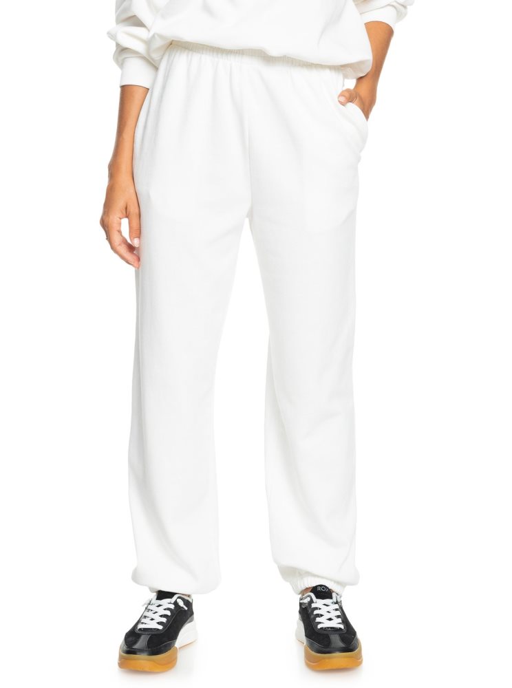 White Women's Roxy Days Go By Fleece Sweatpants | USA WTJO-83260