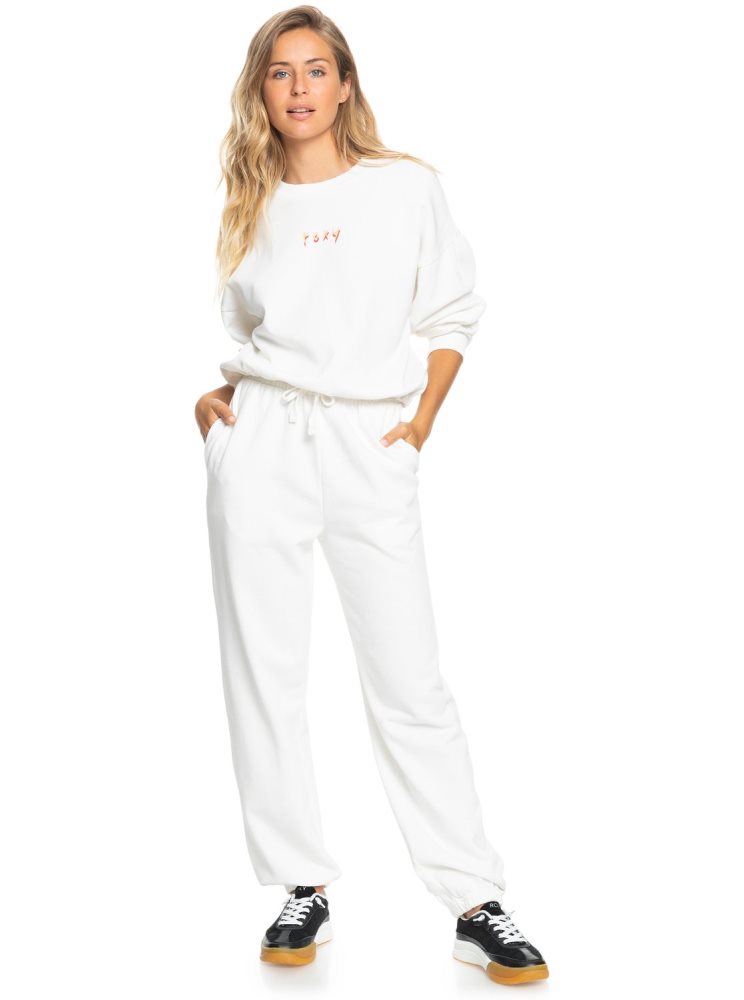 White Women's Roxy Days Go By Fleece Sweatpants | USA WTJO-83260