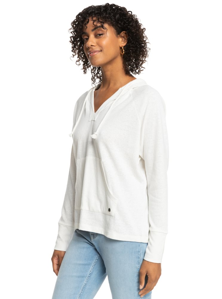 White Women's Roxy Destination Surf Hoodie | USA KHFV-42063