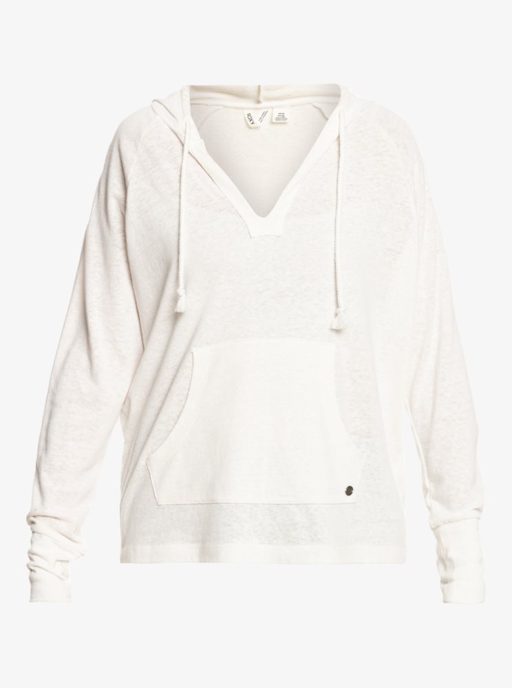 White Women's Roxy Destination Surf Hoodie | USA KHFV-42063