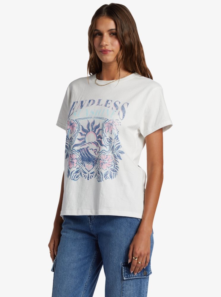 White Women's Roxy Endless Sunshine Oversized T Shirts | USA HCKB-46893