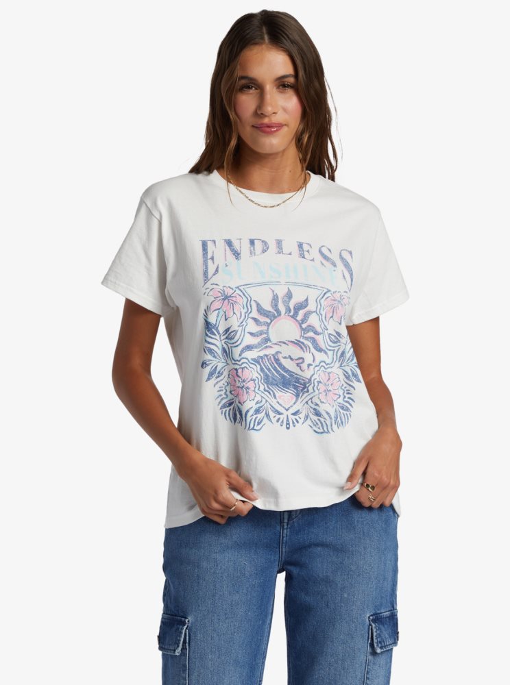 White Women\'s Roxy Endless Sunshine Oversized T Shirts | USA HCKB-46893