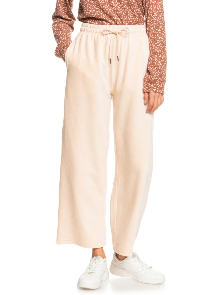 White Women's Roxy Escape Plan High-Waisted Sweatpants Pants | USA TEMZ-48607