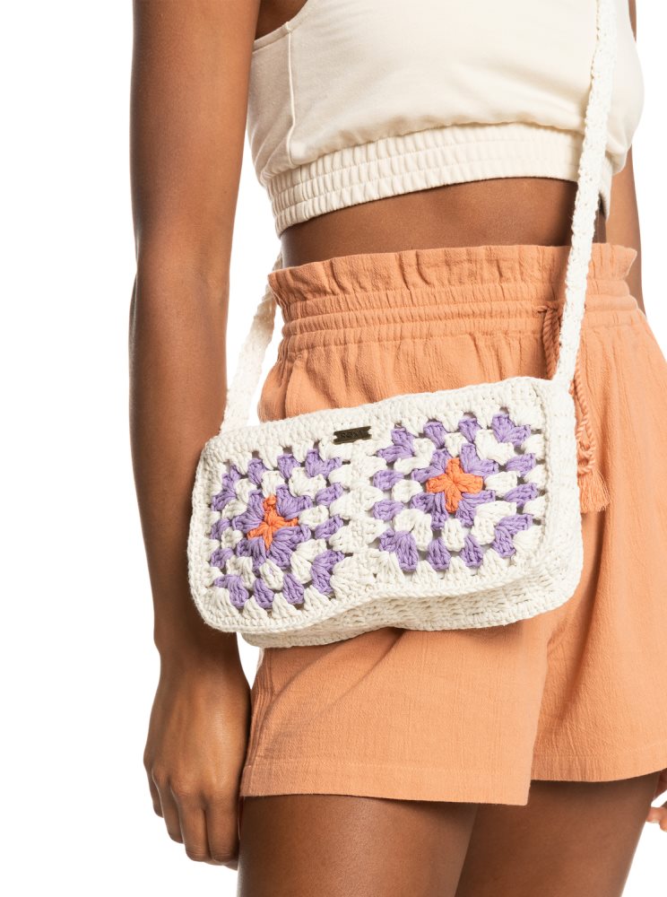 White Women's Roxy Fresh Iris Small Crossbody Bags | USA OTLJ-80465