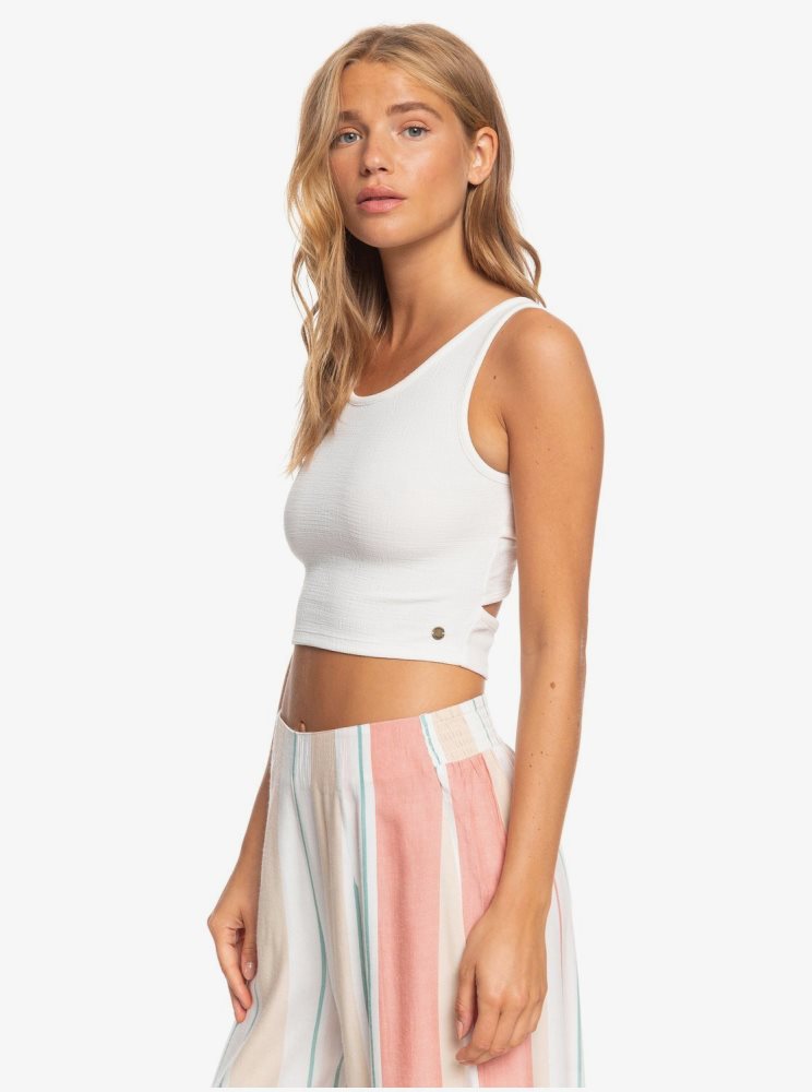 White Women's Roxy Good Keepsake Crop Tops | USA VCQE-76012