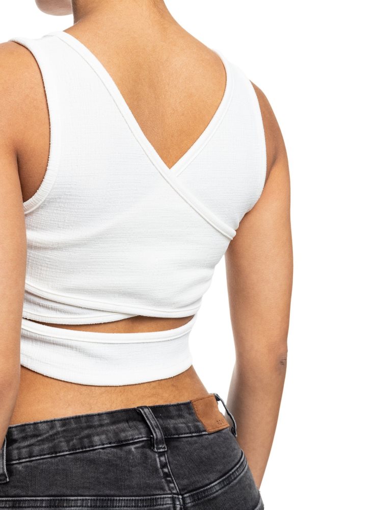 White Women's Roxy Good Keepsake Crop Tops | USA VCQE-76012