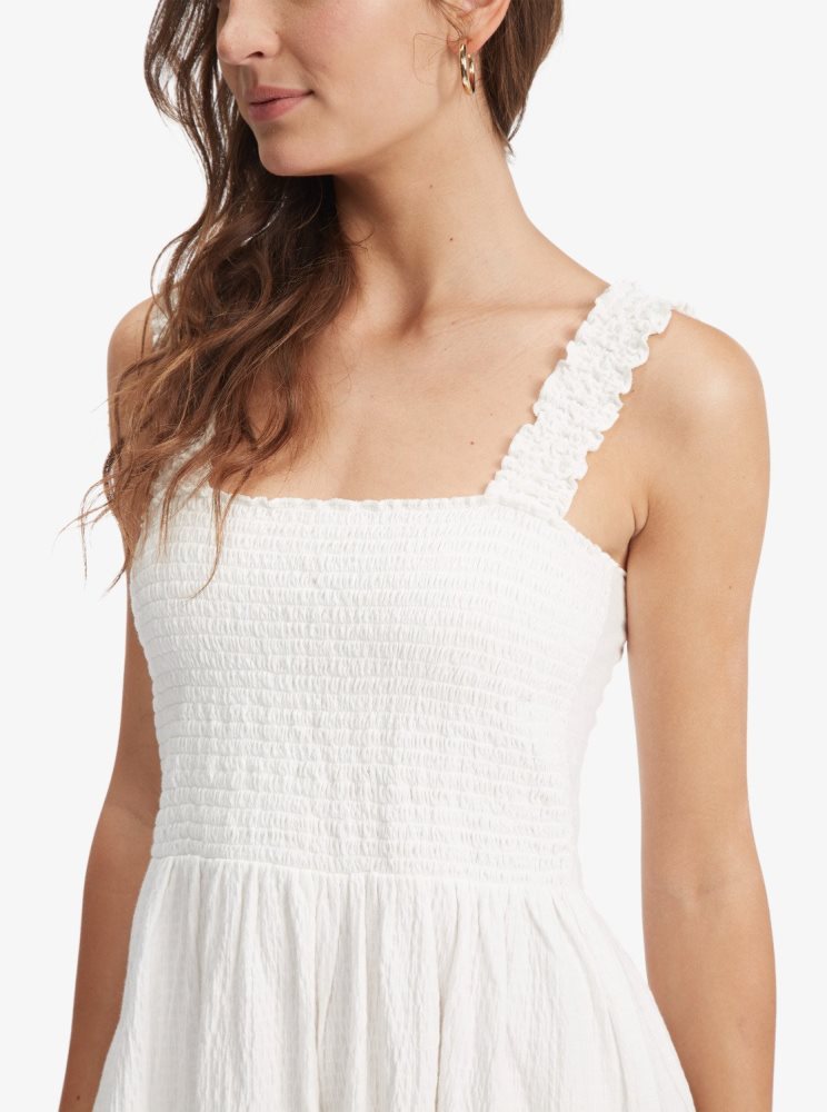 White Women's Roxy Hanging 10 Off The Shoulder Mini Dress | USA ARBI-97543