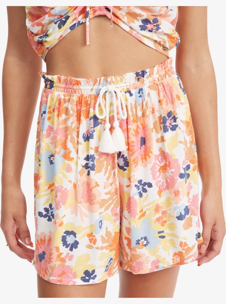 White Women's Roxy Happiness Awaits Beach Shorts | USA VFOY-58197