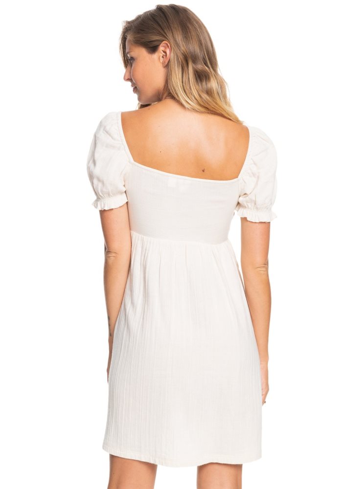 White Women's Roxy Hello Mini Again Woven Dress | USA RDMT-26985