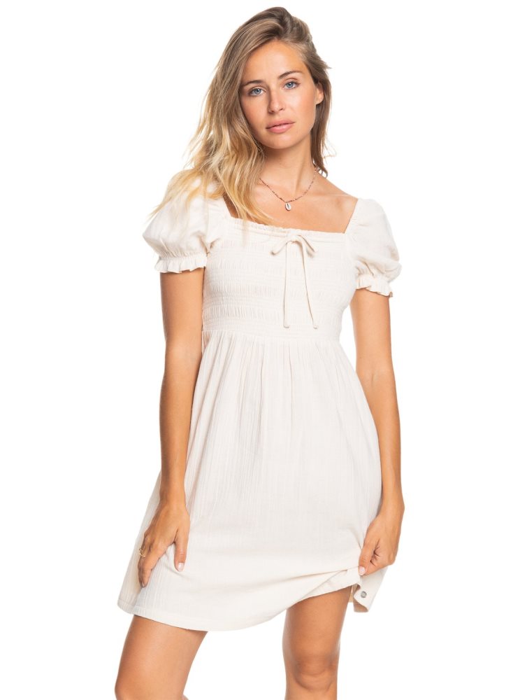 White Women\'s Roxy Hello Mini Again Woven Dress | USA RDMT-26985