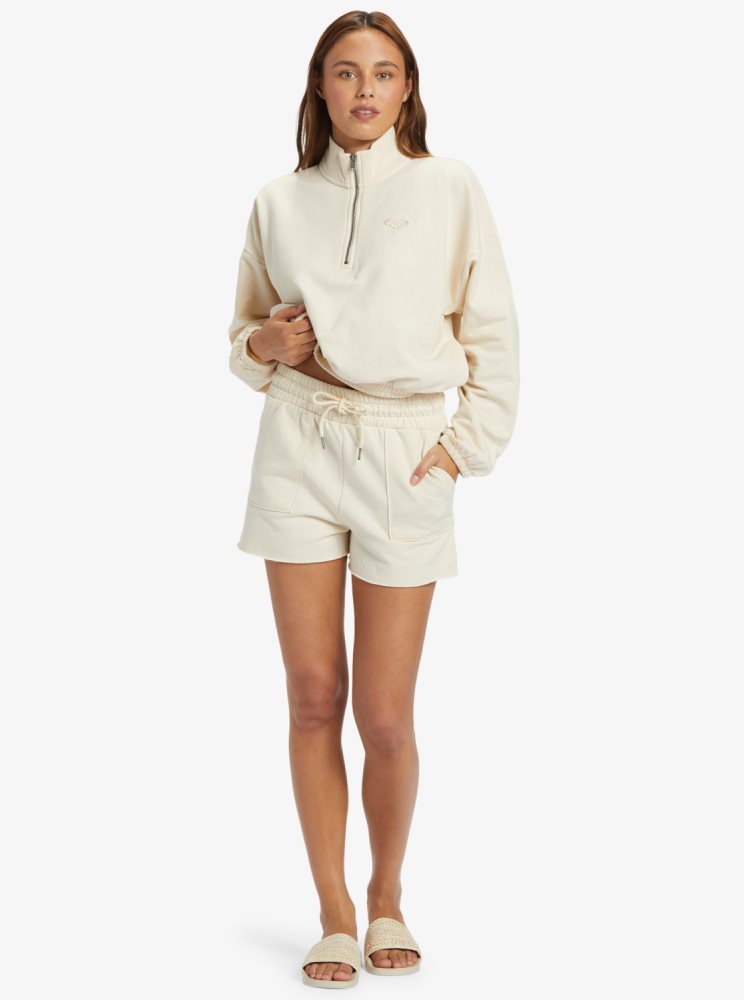 White Women's Roxy Hike Short Sweatshirt Shorts | USA NLEA-39241