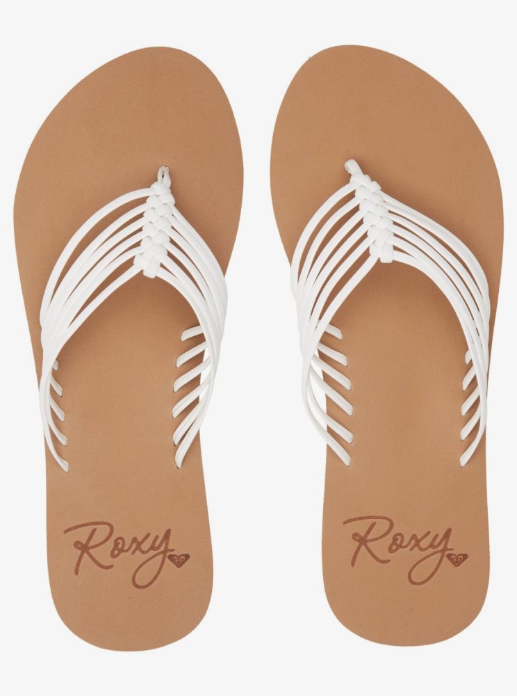 White Women's Roxy Jasmine Flip Flops | USA RTMZ-02539